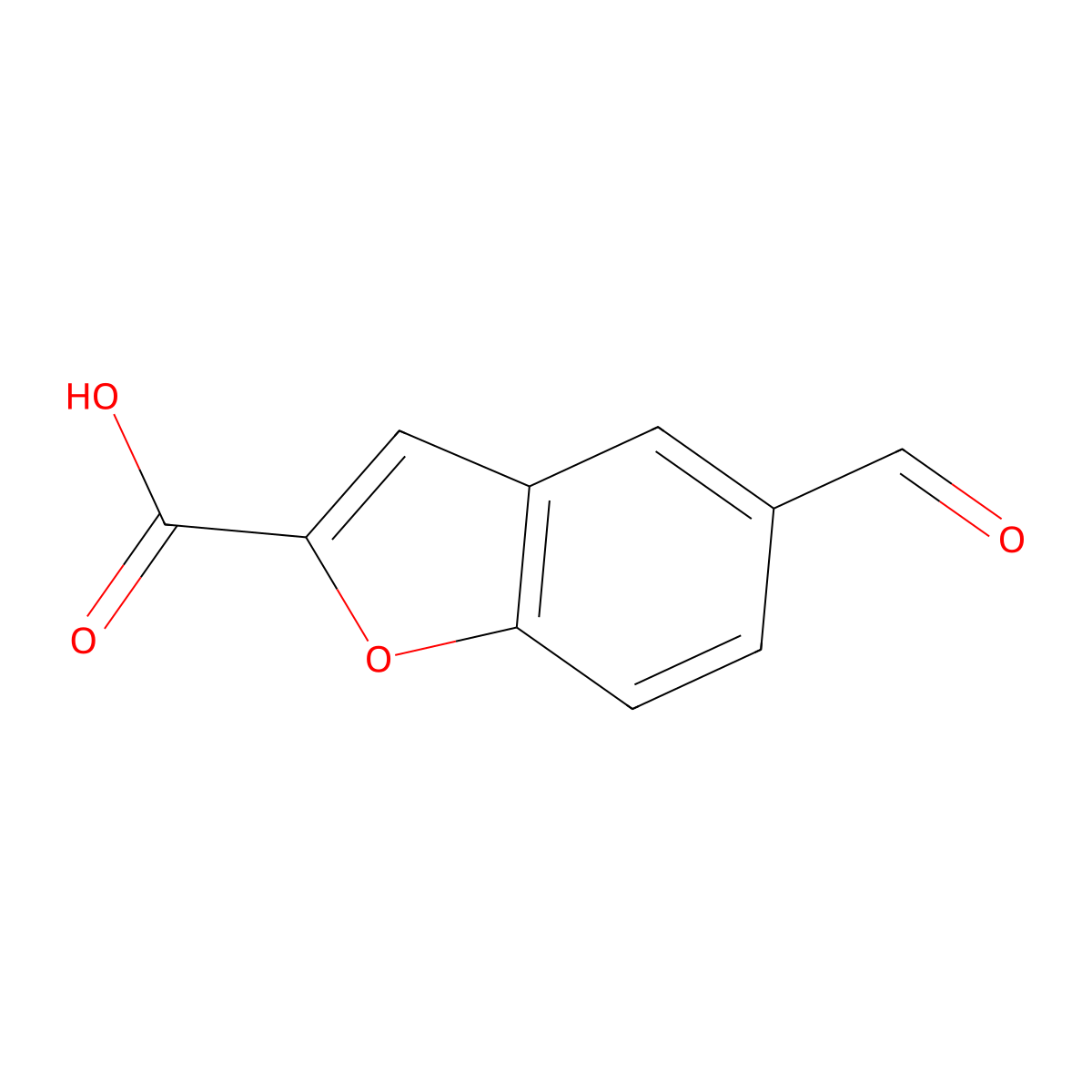 5-Formyl-1-benzofuran-2-carboxylic acid molecular structure, CAS 10035-38-8