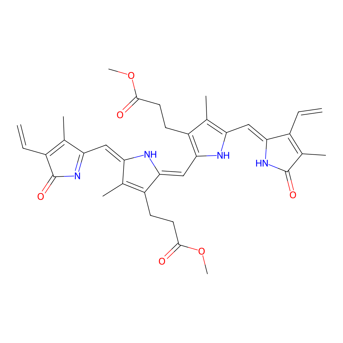 Biliverdin dimethyl ester molecular structure, CAS 10035-62-8
