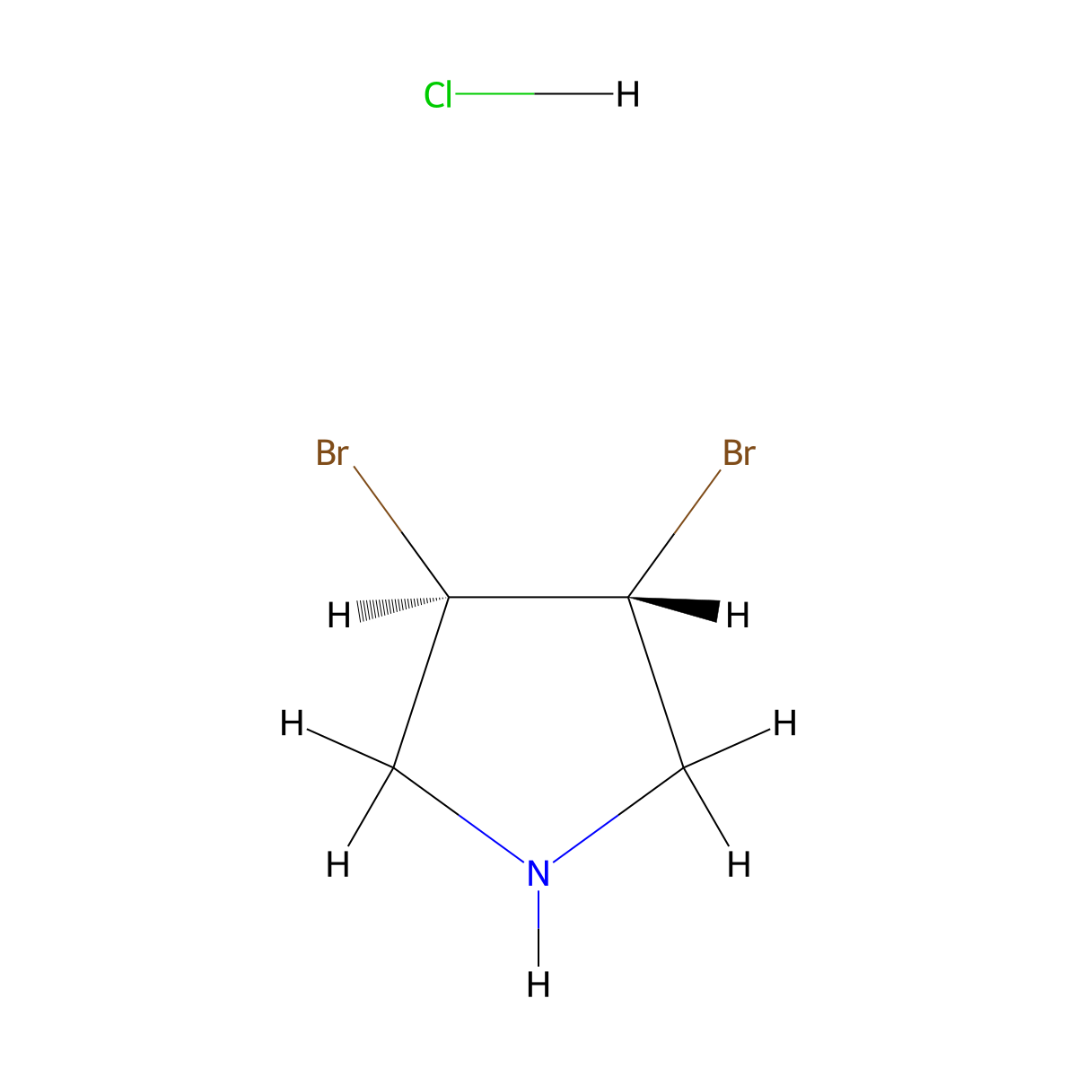 (3R,4R)-3,4-Dibromopyrrolidine;hydrochloride molecular structure, CAS 100350-96-7