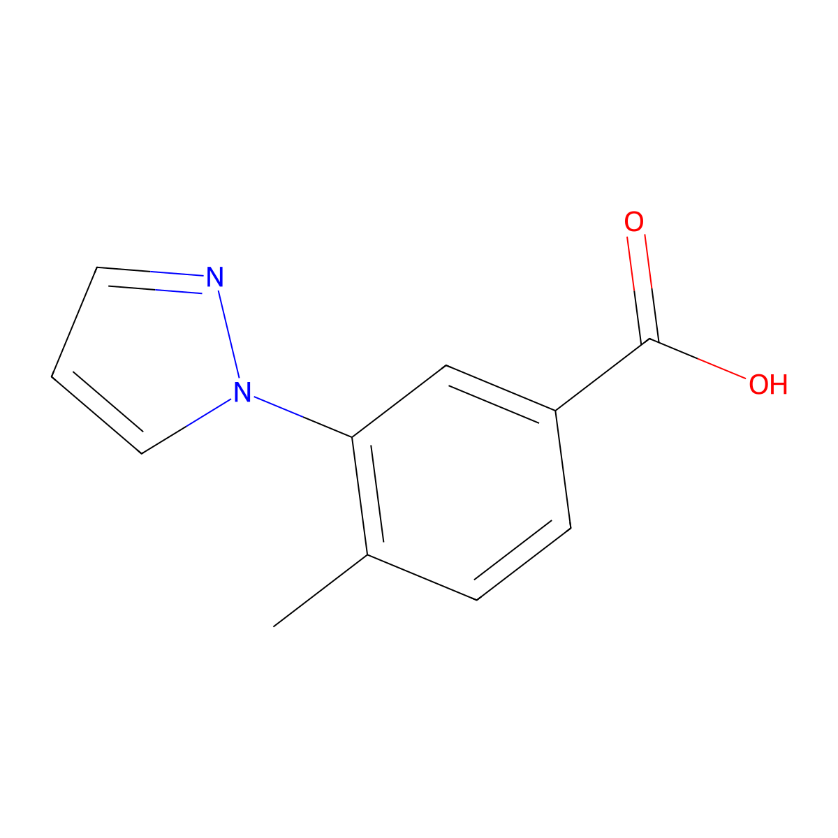 4-methyl-3-(1H-pyrazol-1-yl)Benzoic acid molecular structure, CAS 1003502-76-8