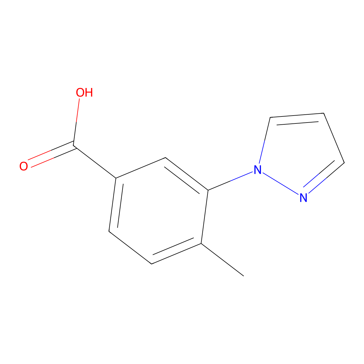 4-methyl-3-(1H-pyrazol-1-yl)Benzoic acid molecular structure, CAS 1003502-76-8