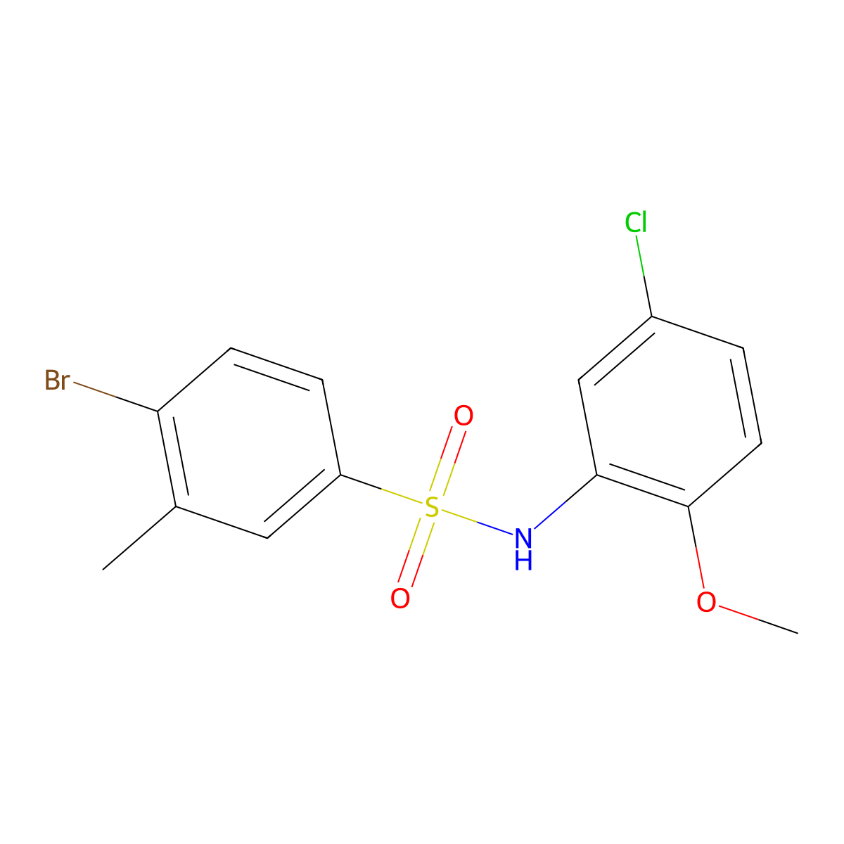 4-bromo-N-(5-chloro-2-methoxyphenyl)-3-methylbenzene-1-sulfonamide molecular structure, CAS 1003509-15-6