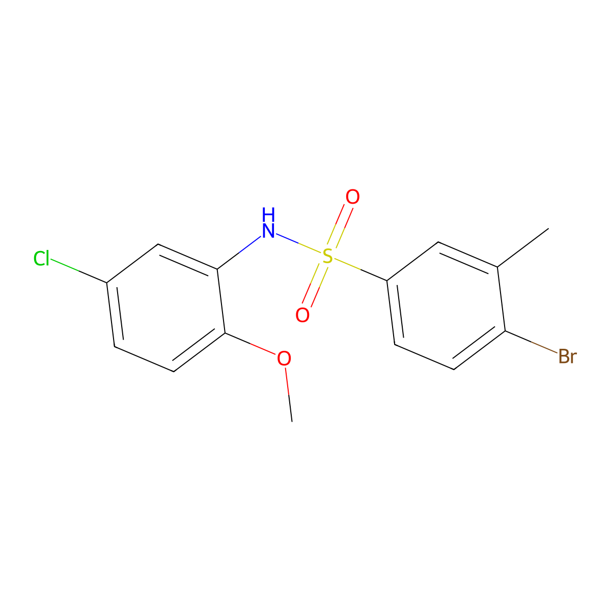 4-bromo-N-(5-chloro-2-methoxyphenyl)-3-methylbenzene-1-sulfonamide molecular structure, CAS 1003509-15-6