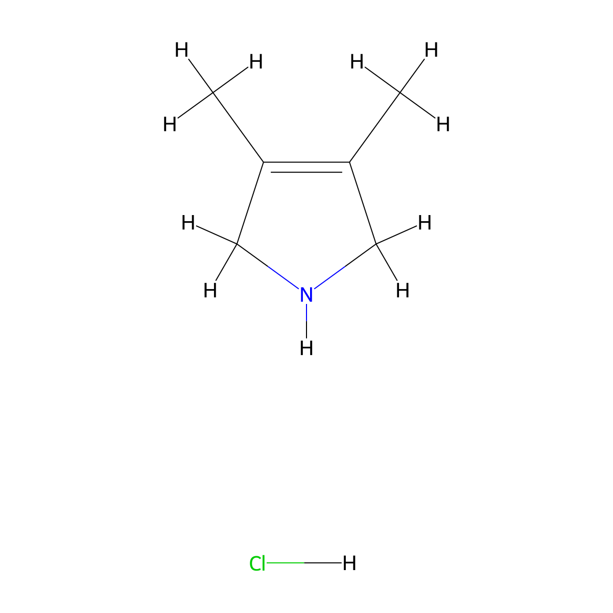 3,4-dimethyl-2,5-dihydro-1H-pyrrole hydrochloride molecular structure, CAS 100351-04-0