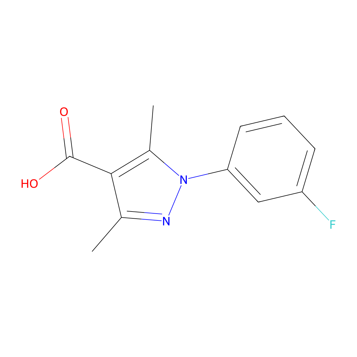 1-(3-Fluorophenyl)-3,5-dimethyl-1H-pyrazole-4-carboxylic acid molecular structure, CAS 1003521-46-7