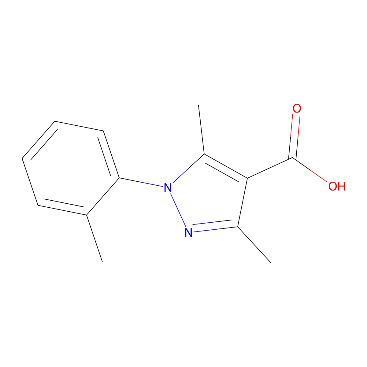 3,5-Dimethyl-1-(2-methylphenyl)-1H-pyrazole-4-carboxylic acid molecular structure, CAS 1003521-50-3