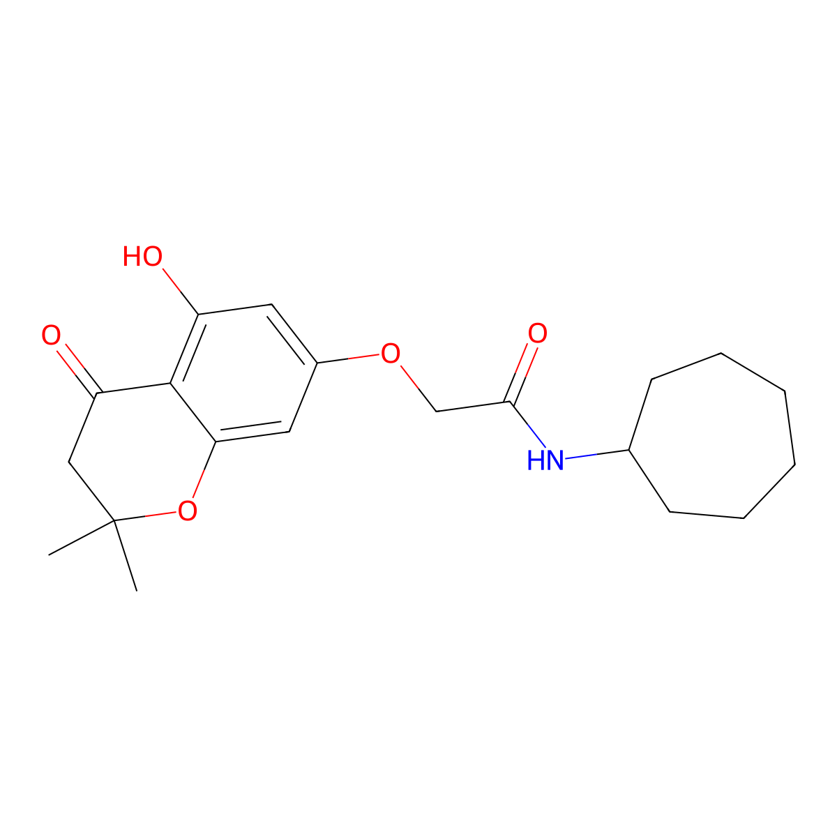 N-cycloheptyl-2-[(5-hydroxy-2,2-dimethyl-4-oxo-3H-chromen-7-yl)oxy]acetamide molecular structure, CAS 1003534-10-8
