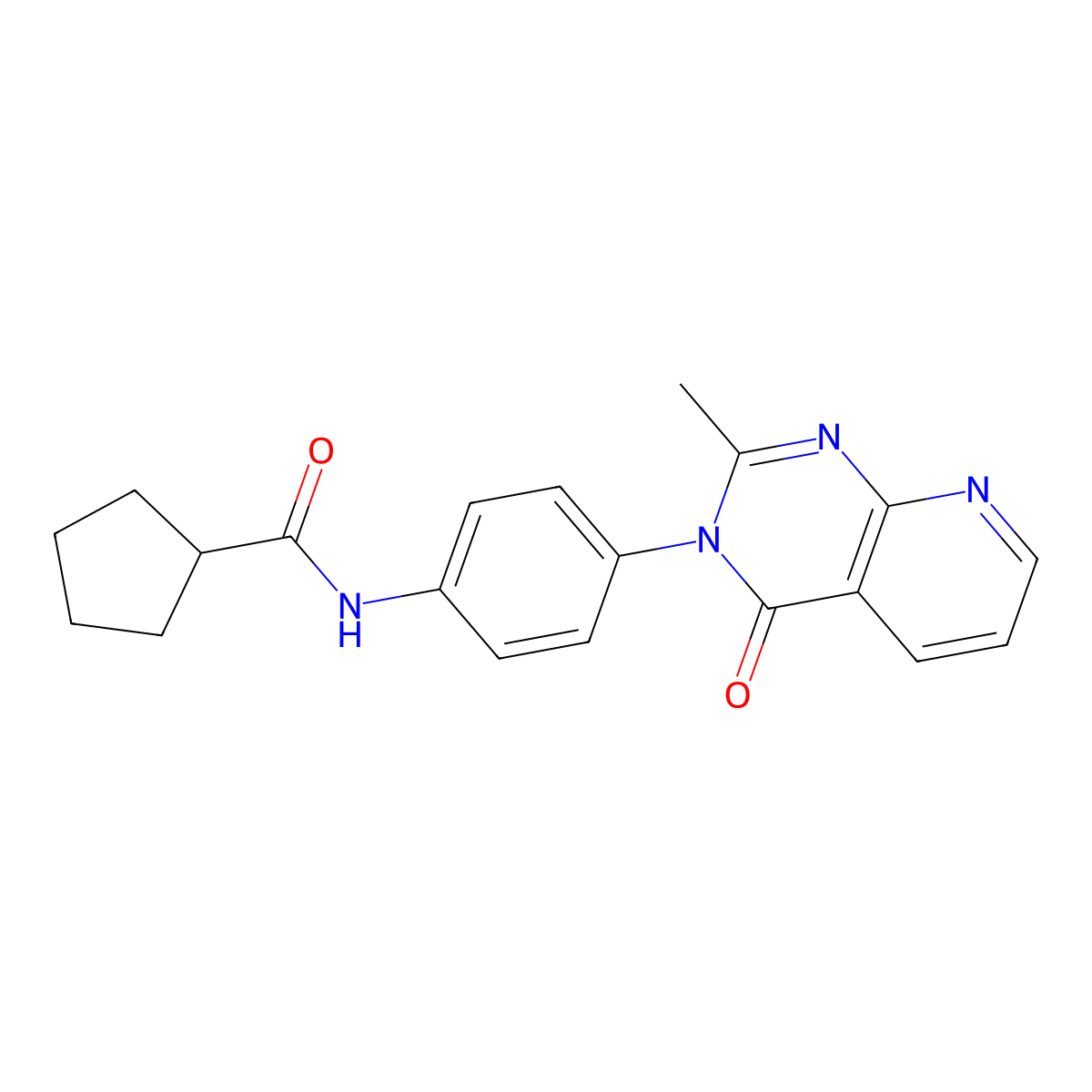 N-(4-(2-methyl-4-oxopyrido[2,3-d]pyrimidin-3(4H)-yl)phenyl)cyclopentanecarboxamide molecular structure, CAS 1003555-65-4