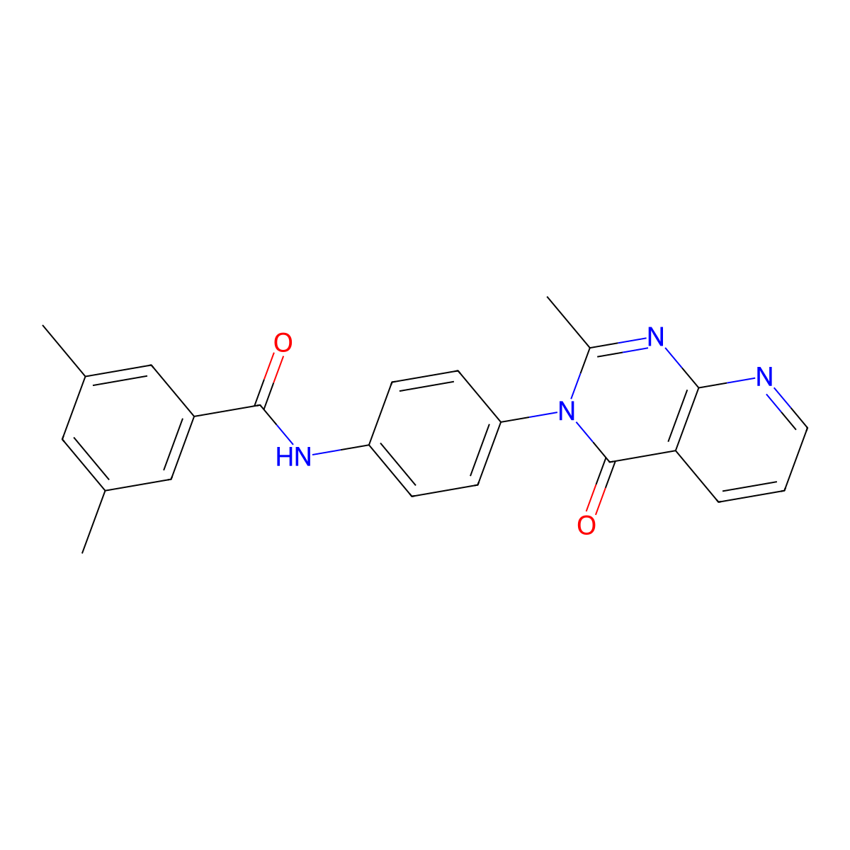 3,5-dimethyl-N-[4-(2-methyl-4-oxopyrido[2,3-d]pyrimidin-3-yl)phenyl]benzamide molecular structure, CAS 1003555-74-5