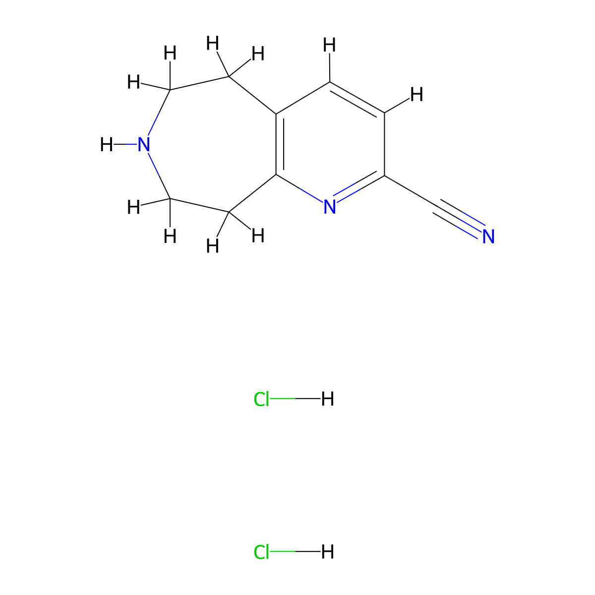 5H,6H,7H,8H,9H-pyrido[2,3-d]azepine-2-carbonitrile dihydrochloride molecular structure, CAS 1003587-73-2