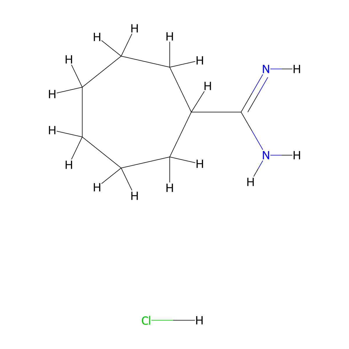 Cycloheptanecarboximidamide HCl molecular structure, CAS 1003588-15-5