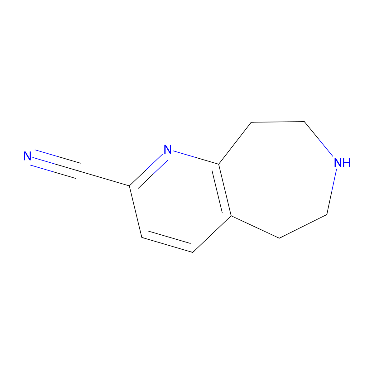 5H,6H,7H,8H,9H-Pyrido[2,3-d]azepine-2-carbonitrile molecular structure, CAS 1003589-54-5