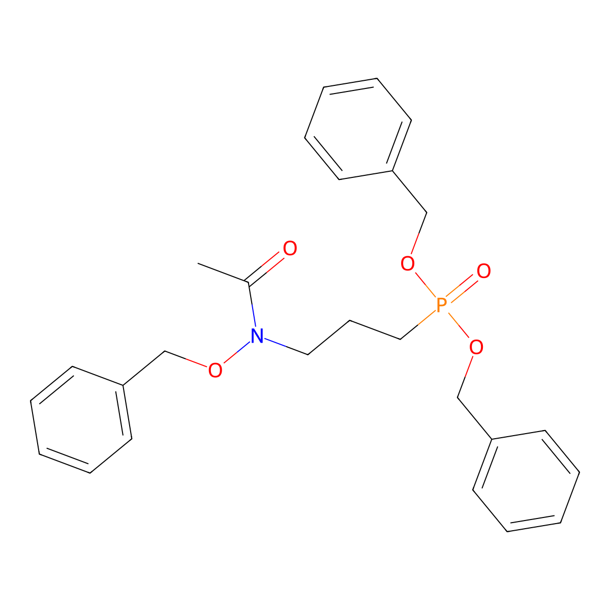 Bis(phenylmethyl) P-(3-(acetyl(phenylmethoxy)amino)propyl)phosphonate molecular structure, CAS 1003599-68-5