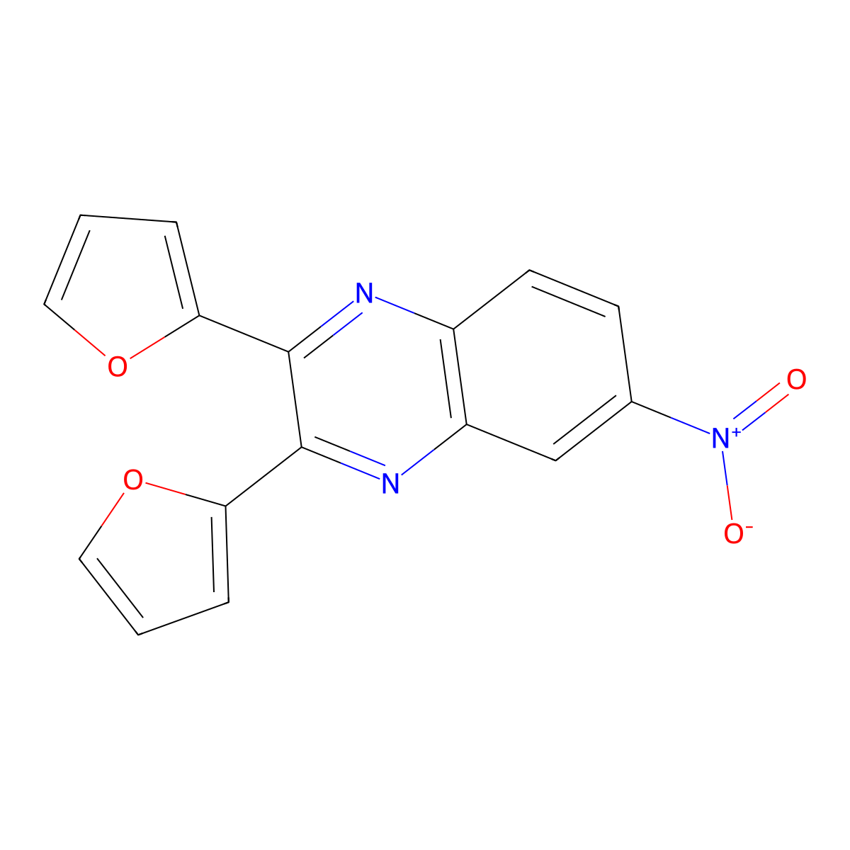 2,3-Bis(furan-2-yl)-6-nitroquinoxaline molecular structure, CAS 100361-46-4