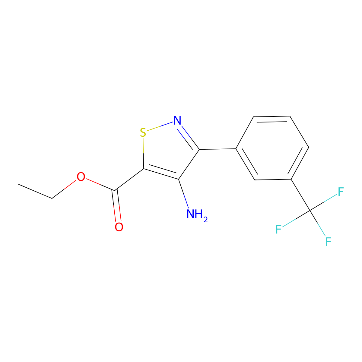 Ethyl 3-(3-trifluoromethylphenyl)-4-amino-5-isothiazolecarboxylate molecular structure, CAS 100361-56-6