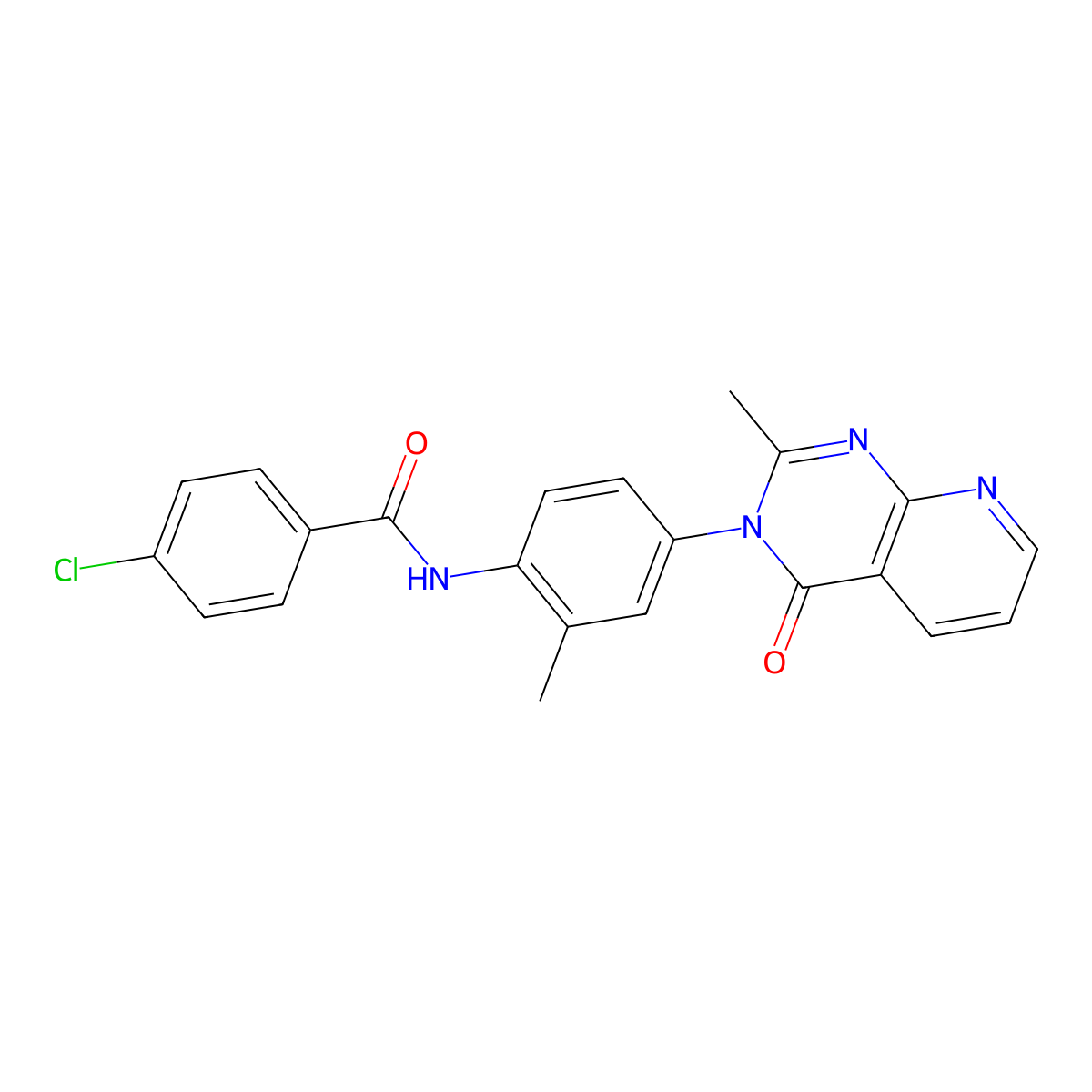 4-chloro-N-[2-methyl-4-(2-methyl-4-oxopyrido[2,3-d]pyrimidin-3-yl)phenyl]benzamide molecular structure, CAS 1003641-29-9