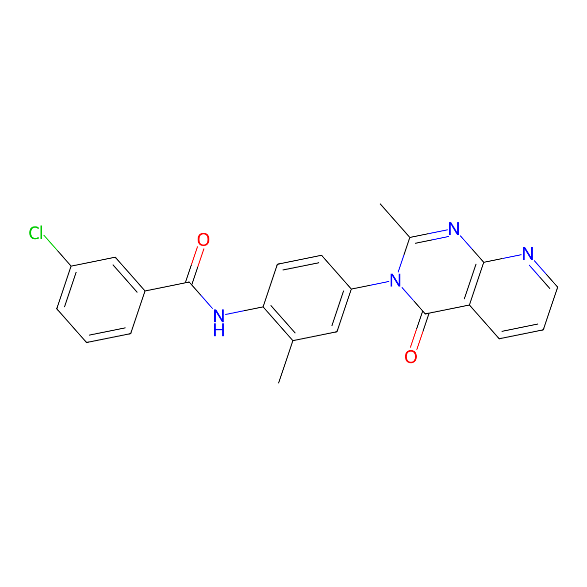 3-chloro-N-[2-methyl-4-(2-methyl-4-oxopyrido[2,3-d]pyrimidin-3-yl)phenyl]benzamide molecular structure, CAS 1003641-30-2