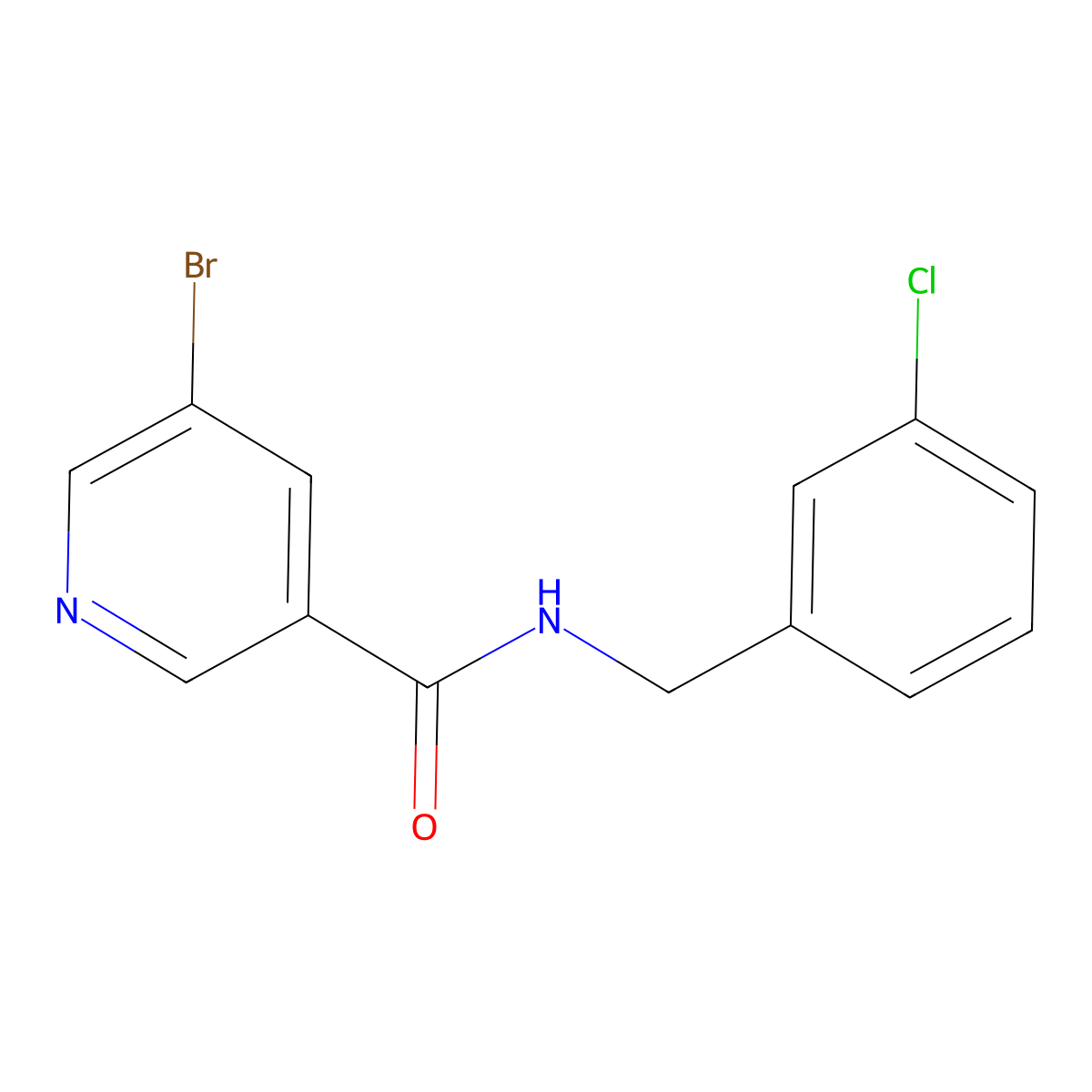 5-bromo-N-[(3-chlorophenyl)methyl]pyridine-3-carboxamide molecular structure, CAS 1003650-91-6