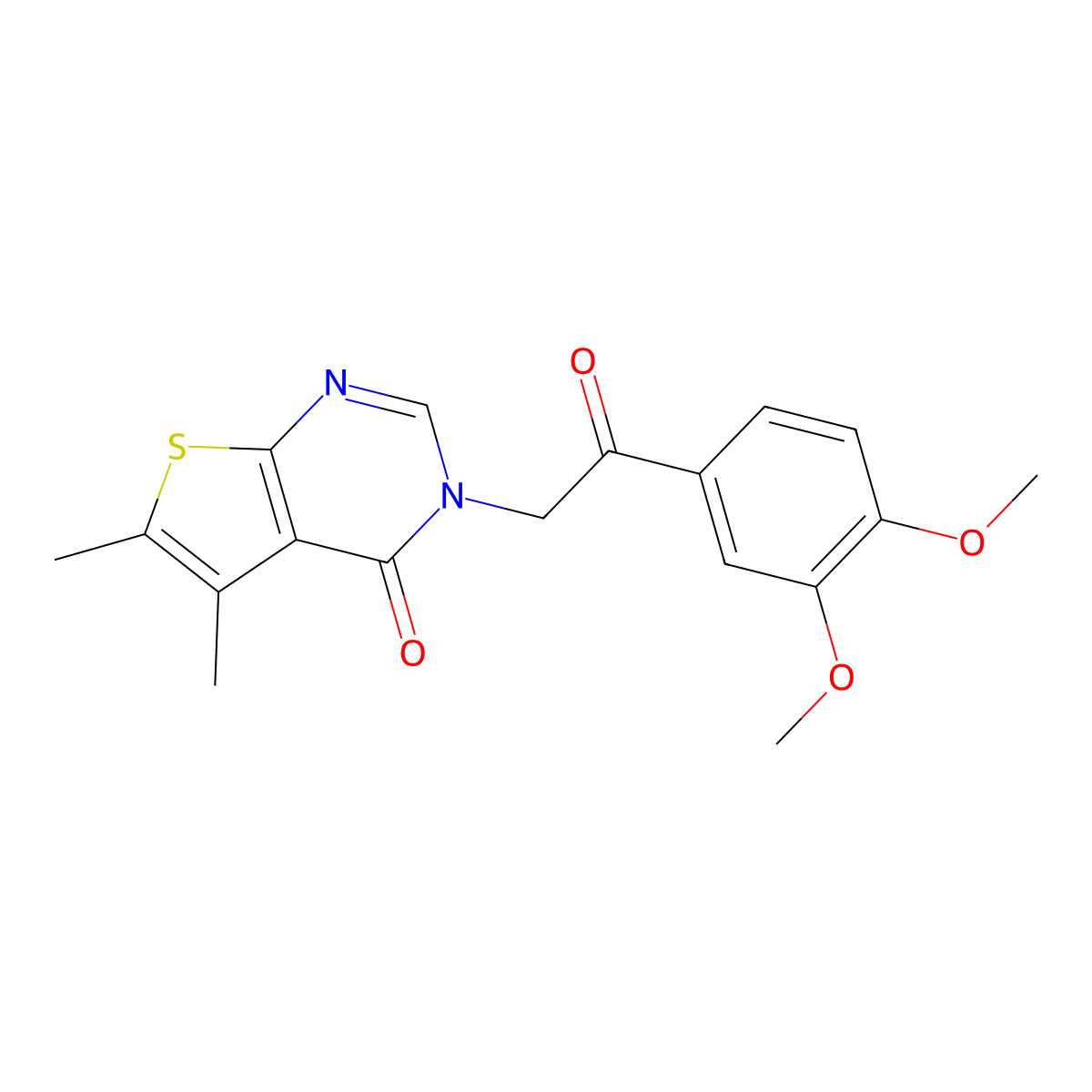 3-[2-(3,4-dimethoxyphenyl)-2-oxoethyl]-5,6-dimethylthieno[2,3-d]pyrimidin-4(3H)-one molecular structure, CAS 1003657-99-5