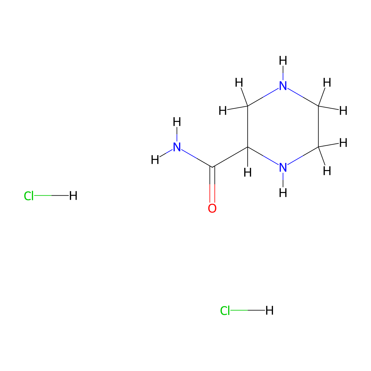 Piperazine-2-carboxamide dihydrochloride molecular structure, CAS 100367-68-8