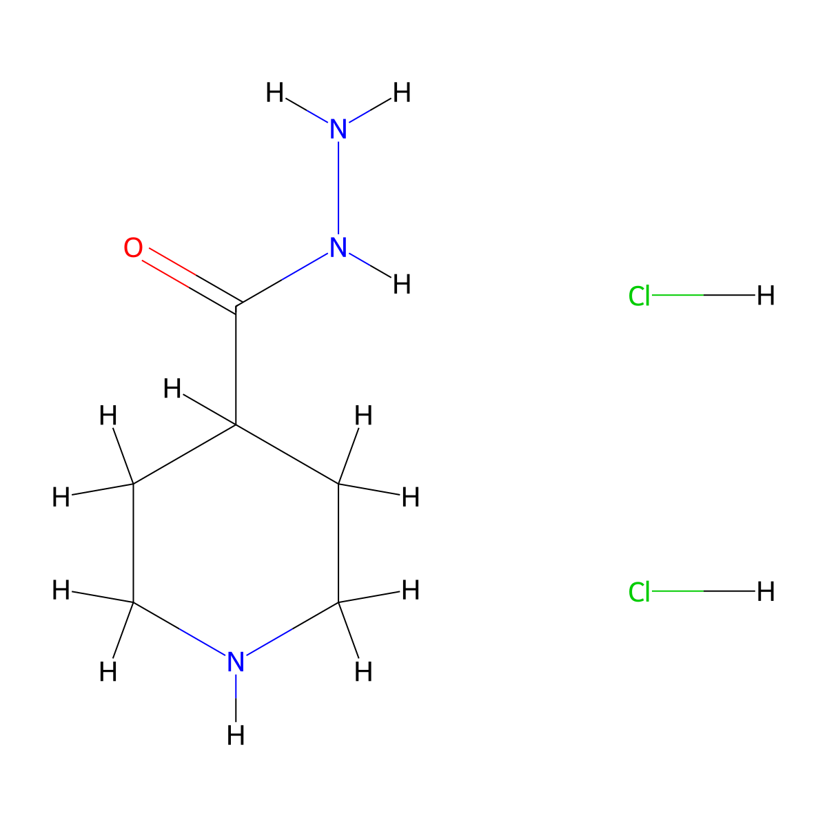 Piperidine-4-carbohydrazide dihydrochloride molecular structure, CAS 100368-03-4