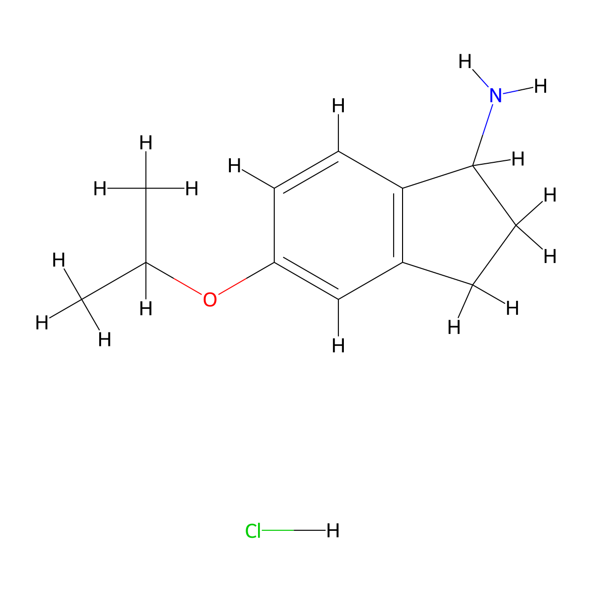 5-(propan-2-yloxy)-2,3-dihydro-1H-inden-1-amine hydrochloride molecular structure, CAS 100368-89-6