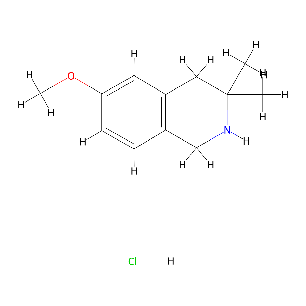6-Methoxy-3,3-dimethyl-1,2,3,4-tetrahydroisoquinoline hydrochloride molecular structure, CAS 100368-96-5