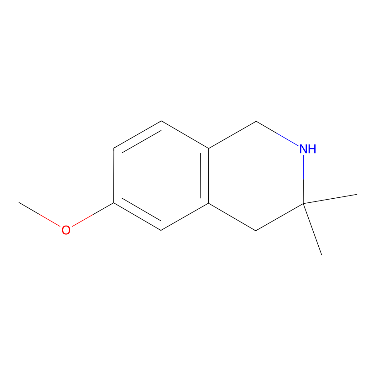 6-Methoxy-3,3-dimethyl-1,2,3,4-tetrahydroisoquinoline molecular structure, CAS 100368-97-6