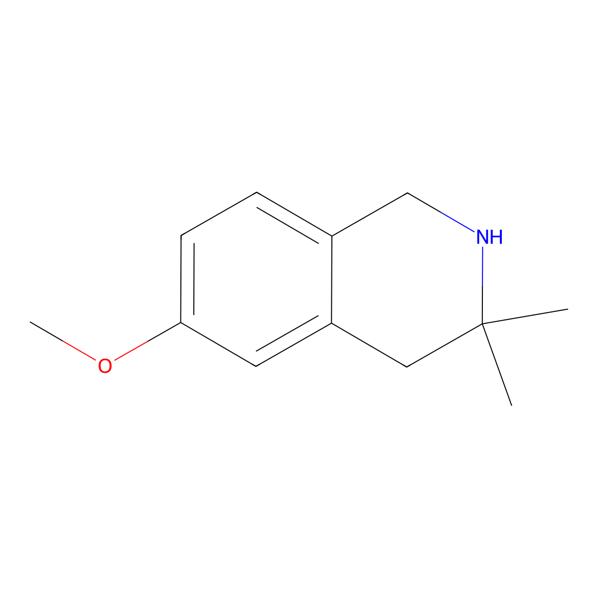 6-Methoxy-3,3-dimethyl-1,2,3,4-tetrahydroisoquinoline molecular structure, CAS 100368-97-6