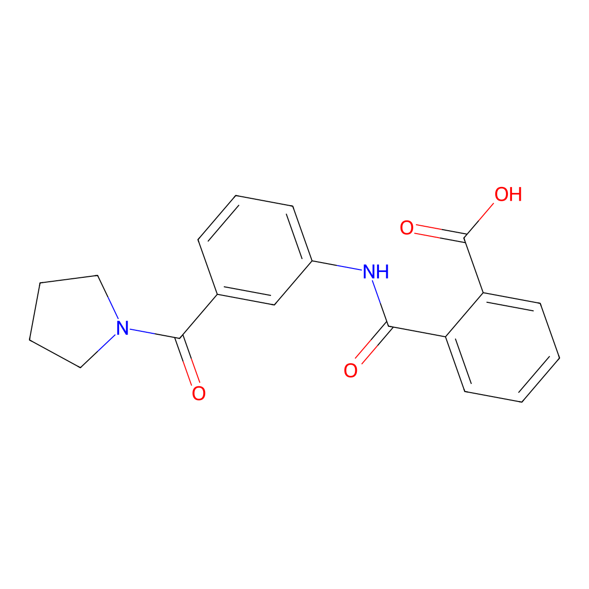 2-{[3-(1-Pyrrolidinylcarbonyl)anilino]-carbonyl}benzoic acid molecular structure, CAS 1003682-96-9