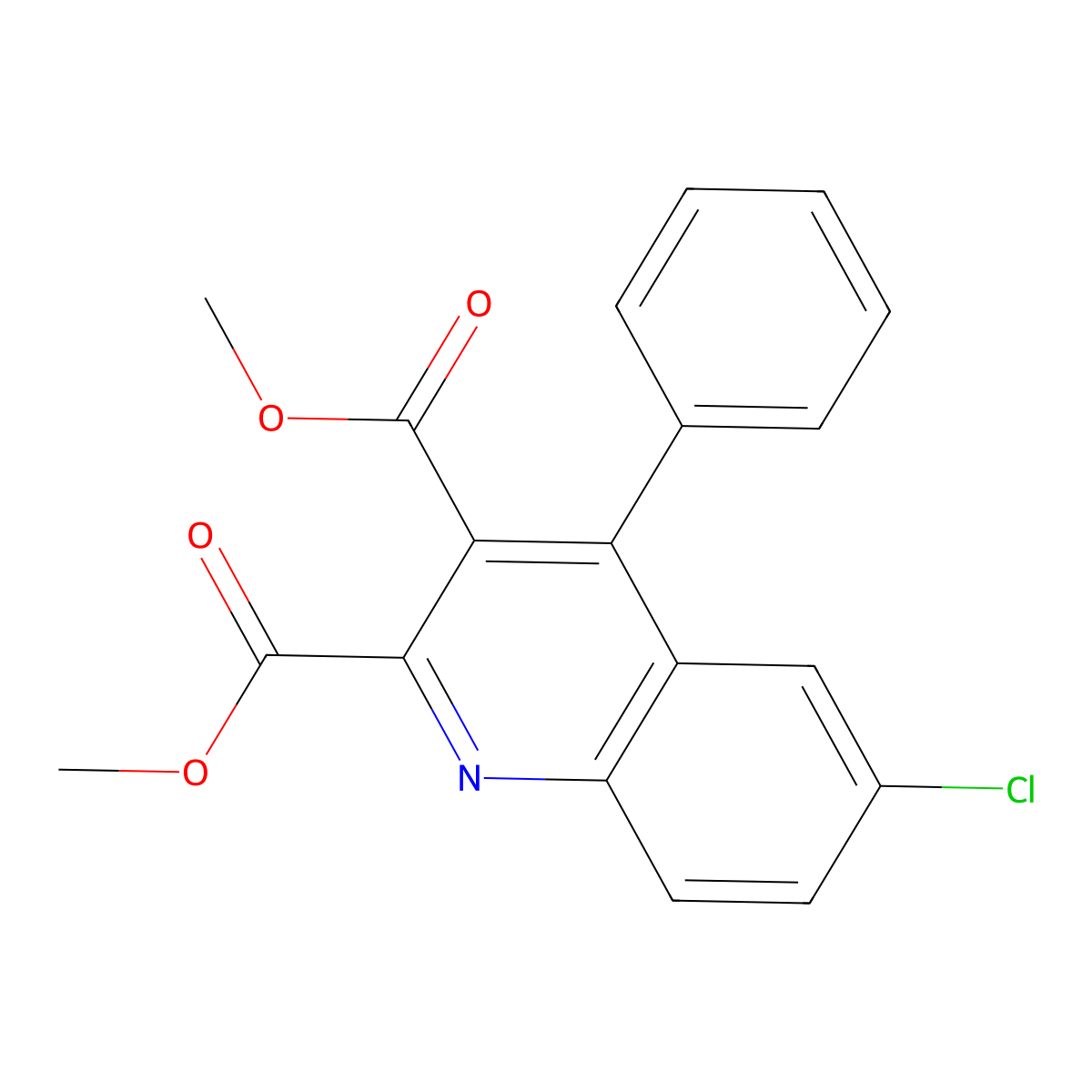 Dimethyl 6-chloro-4-phenylquinoline-2,3-dicarboxylate molecular structure, CAS 10037-28-2