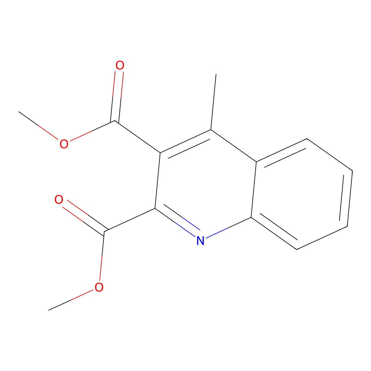 Dimethyl 4-methyl-2,3-quinolinedicarboxylate molecular structure, CAS 10037-31-7