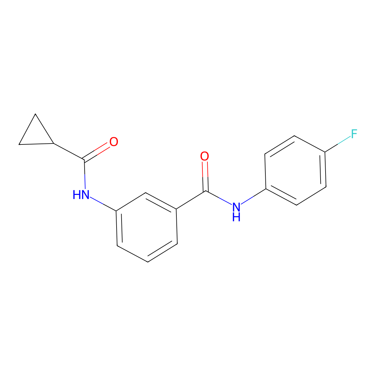 3-[(cyclopropylcarbonyl)amino]-N-(4-fluorophenyl)benzamide molecular structure, CAS 1003707-71-8