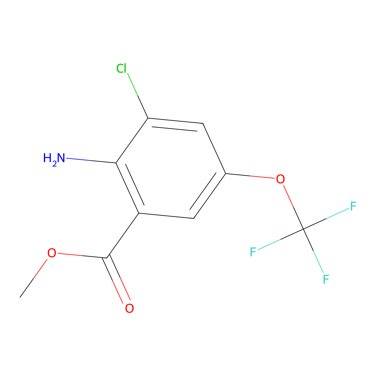 Methyl 2-amino-3-chloro-5-(trifluoromethoxy)benzoate molecular structure, CAS 1003708-08-4