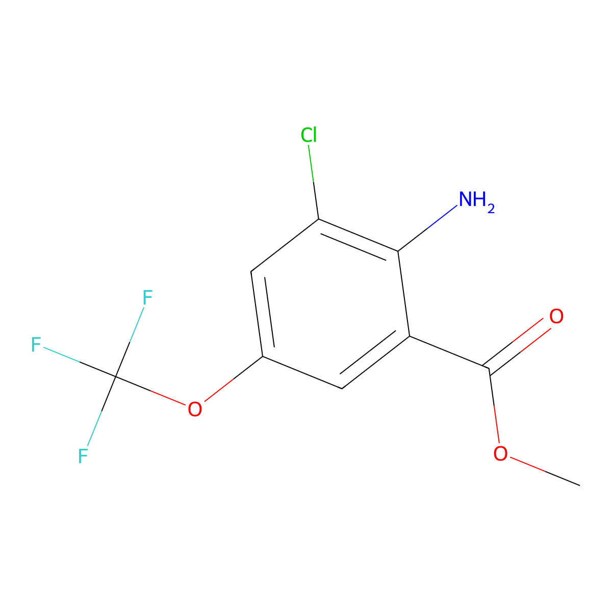 Methyl 2-amino-3-chloro-5-(trifluoromethoxy)benzoate molecular structure, CAS 1003708-08-4