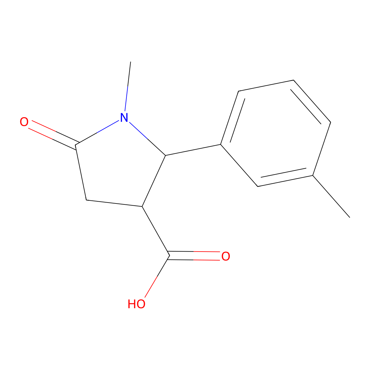 1-Methyl-5-oxo-2-(m-tolyl)pyrrolidine-3-carboxylic acid molecular structure, CAS 1003708-16-4