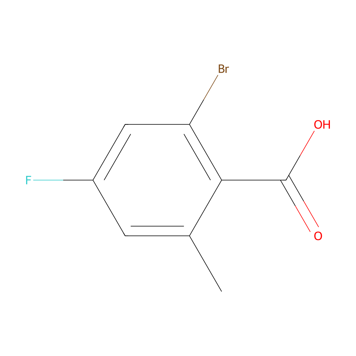 2-Bromo-4-fluoro-6-methylbenzoic acid molecular structure, CAS 1003709-47-4