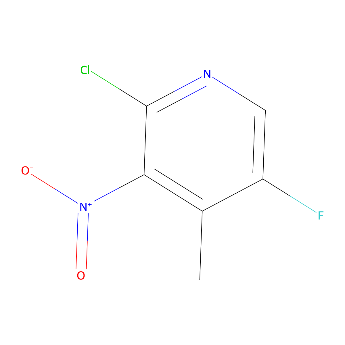 2-Chloro-5-fluoro-4-methyl-3-nitropyridine molecular structure, CAS 1003711-51-0