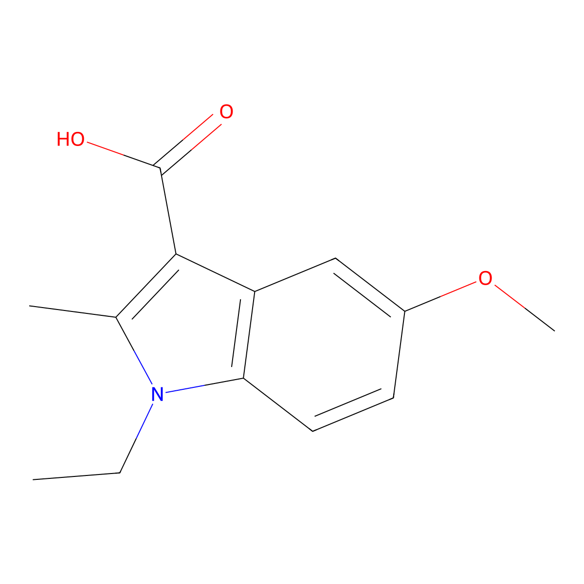 1-Ethyl-5-methoxy-2-methyl-1H-indole-3-carboxylic acid molecular structure, CAS 100372-60-9