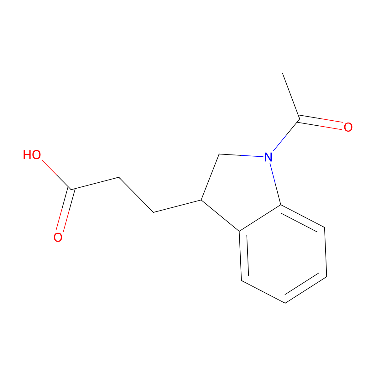 3-(1-acetyl-2,3-dihydro-1H-indol-3-yl)propanoic acid molecular structure, CAS 100372-64-3