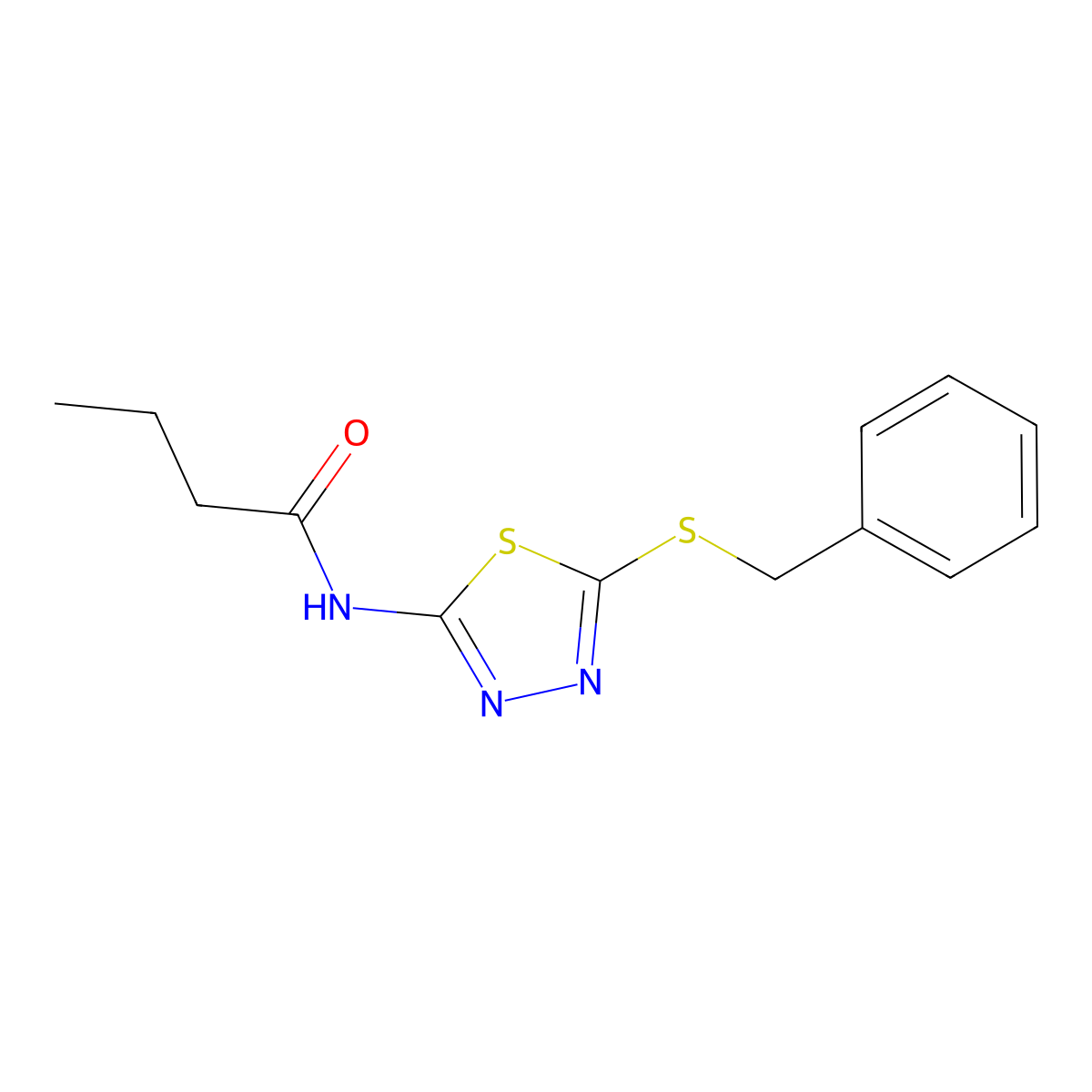 N-(5-benzylsulfanyl-1,3,4-thiadiazol-2-yl)butanamide molecular structure, CAS 100373-94-2