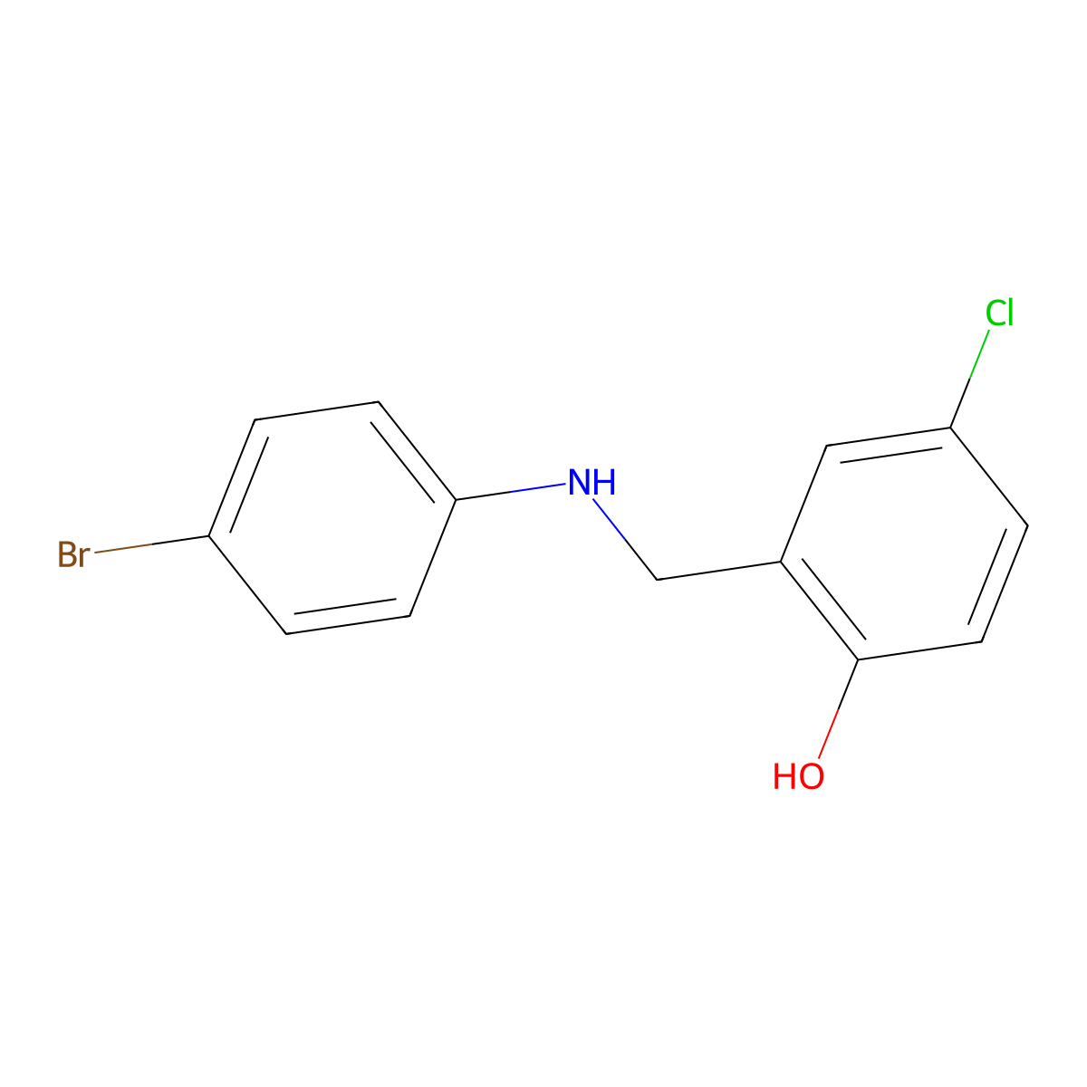 2-{[(4-Bromophenyl)amino]methyl}-4-chlorophenol molecular structure, CAS 100374-80-9