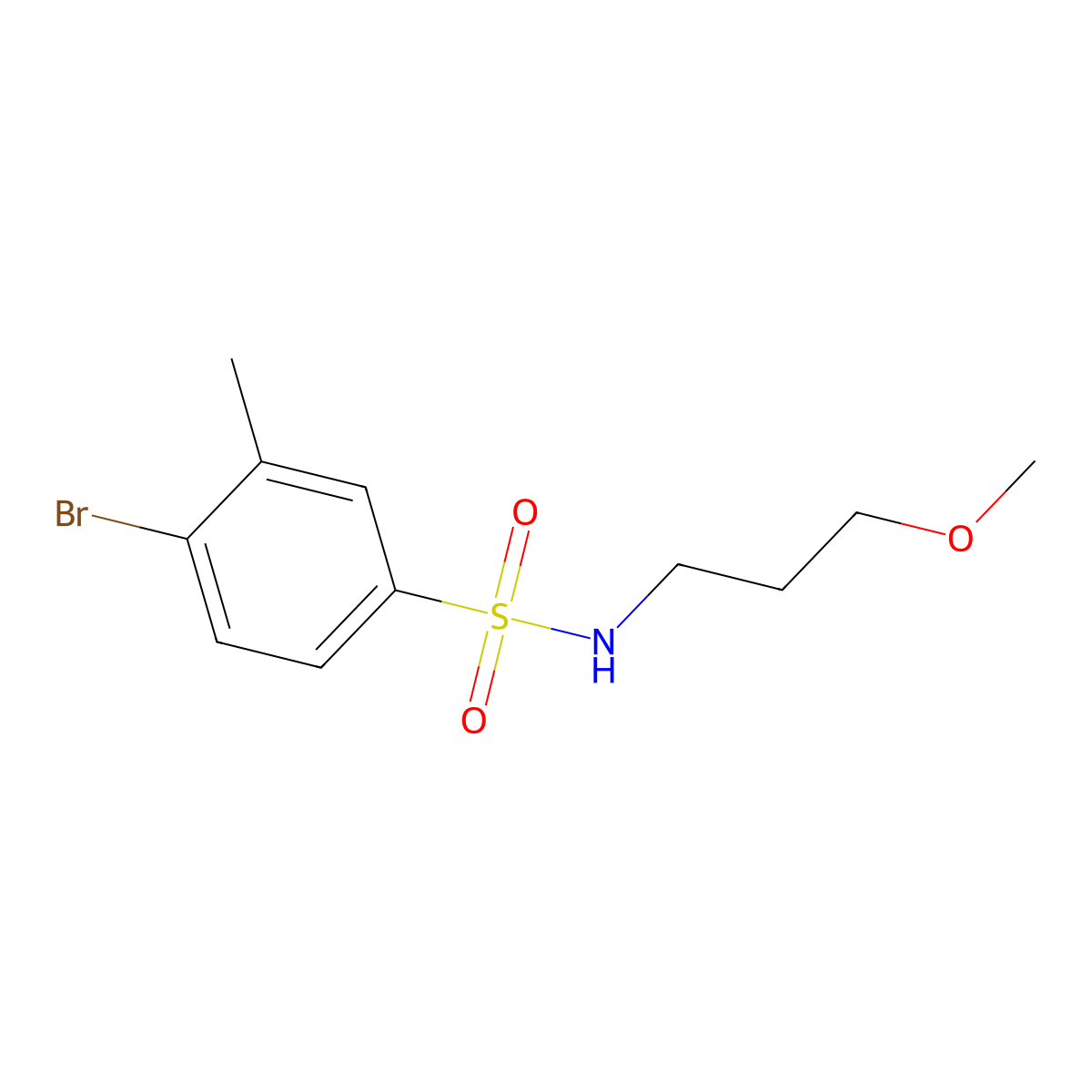 4-bromo-N-(3-methoxypropyl)-3-methylbenzenesulfonamide molecular structure, CAS 1003740-55-3