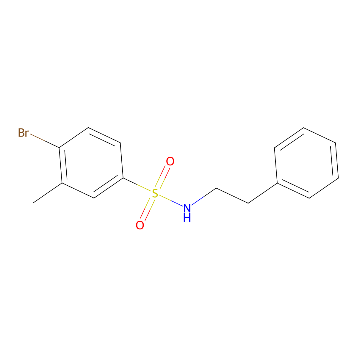 4-bromo-3-methyl-N-(2-phenylethyl)benzenesulfonamide molecular structure, CAS 1003741-18-1