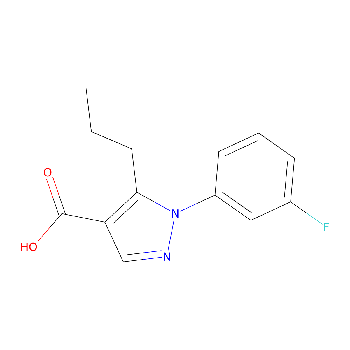 1-(3-fluorophenyl)-5-propyl-1H-pyrazole-4-carboxylic acid molecular structure, CAS 1003748-66-0