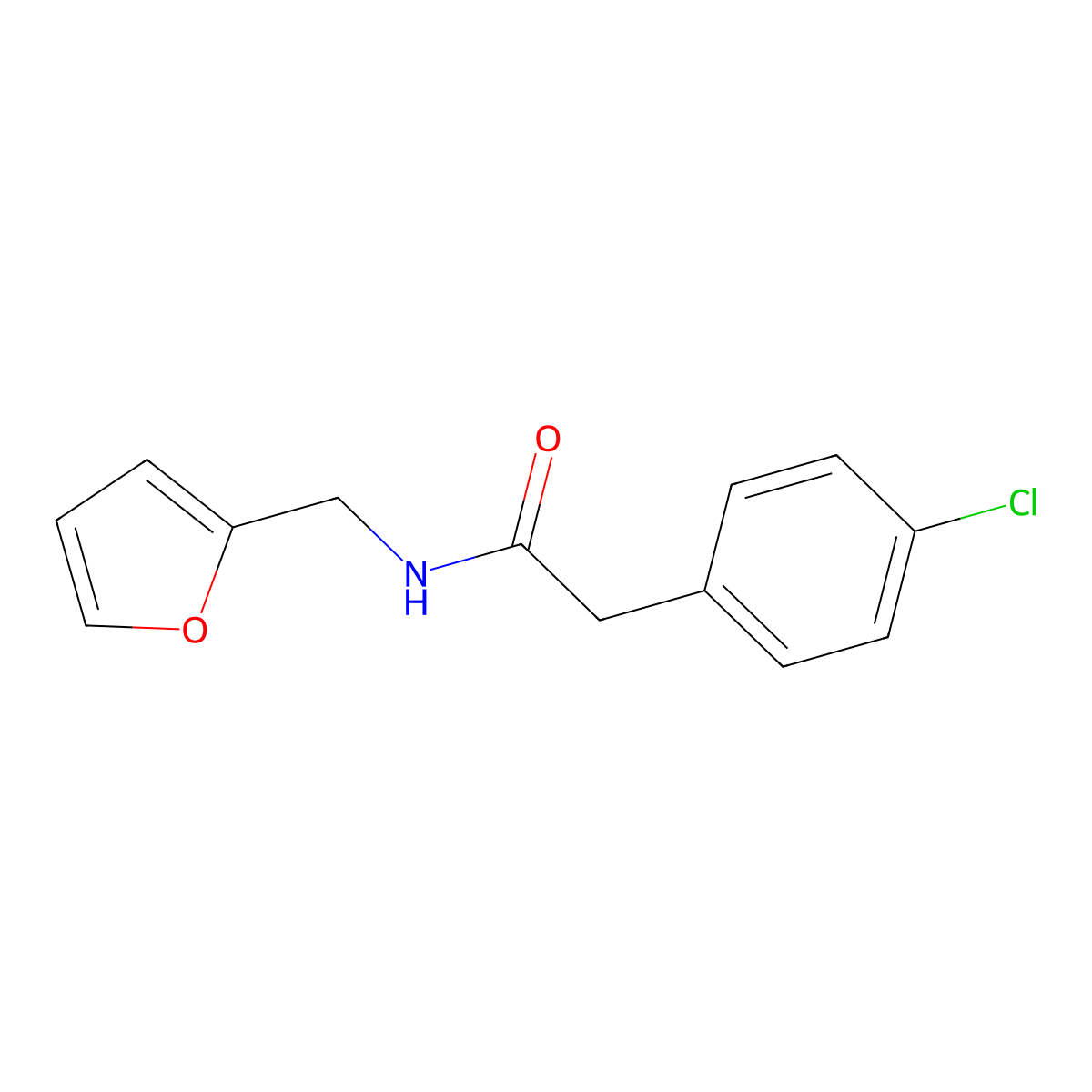 2-(4-chlorophenyl)-N-(furan-2-ylmethyl)acetamide molecular structure, CAS 100375-85-7
