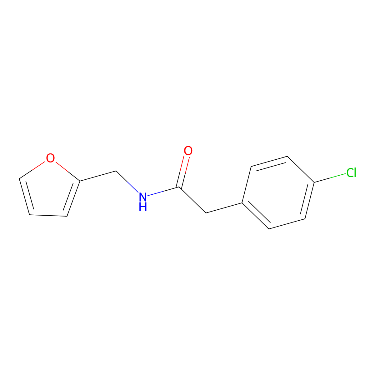 2-(4-chlorophenyl)-N-(furan-2-ylmethyl)acetamide molecular structure, CAS 100375-85-7
