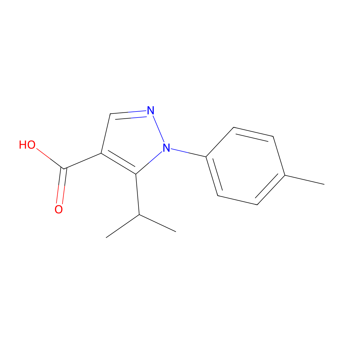 1-(4-methylphenyl)-5-(propan-2-yl)-1H-pyrazole-4-carboxylic acid molecular structure, CAS 1003750-79-5
