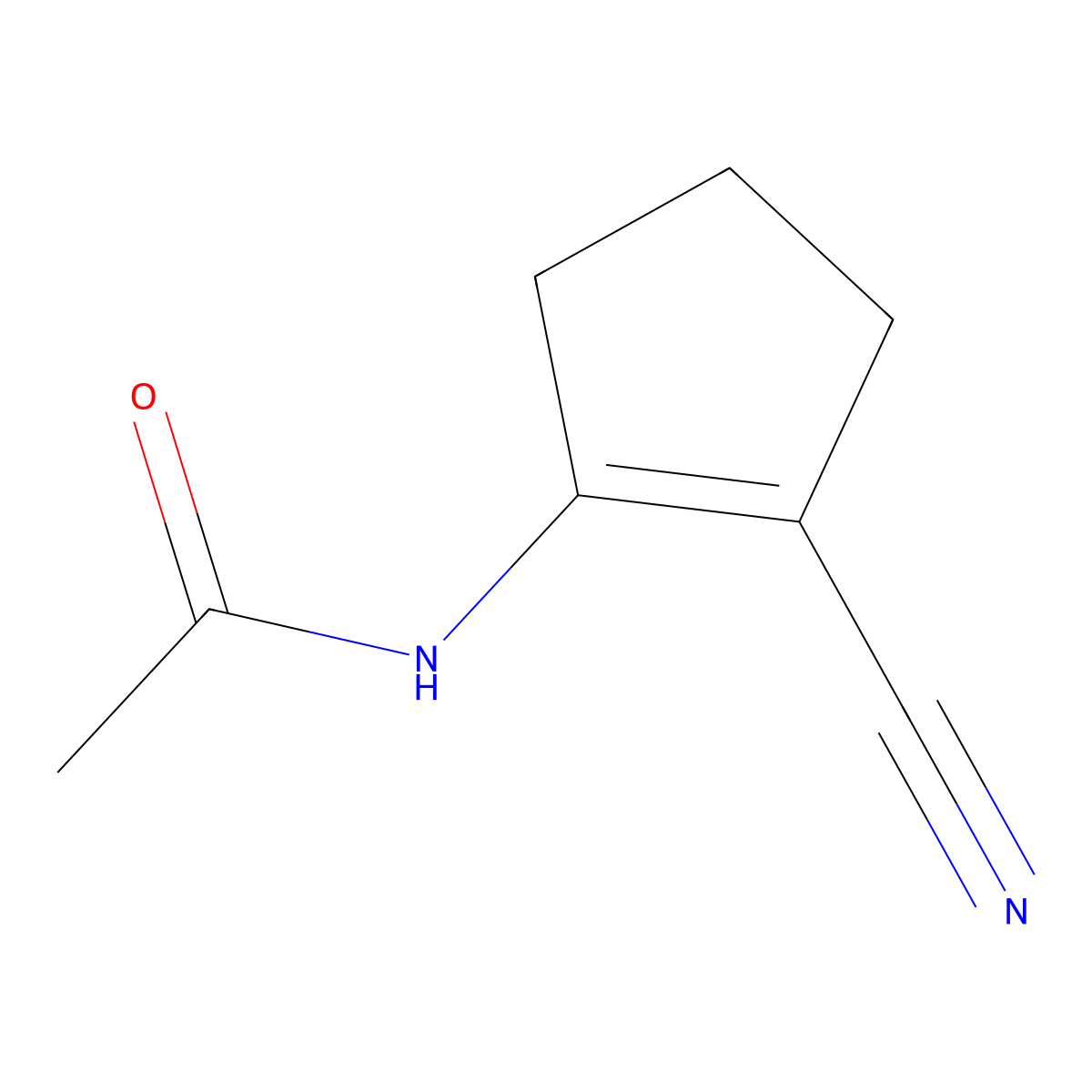N-(2-Cyano-1-cyclopenten-1-yl)-acetamide molecular structure, CAS 100377-16-0