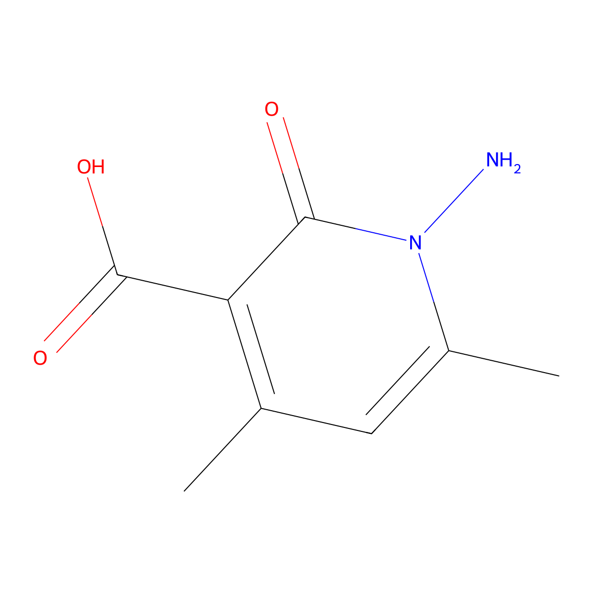 1-Amino-4,6-dimethyl-2-oxo-1,2-dihydro-pyridine-3-carboxylic acid molecular structure, CAS 100377-53-5